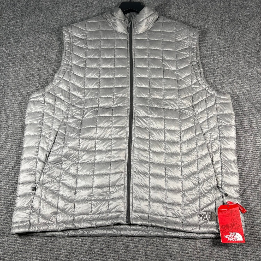 The North Face Thermoball Eco Vest Mens XXL Silver New Quilted Puffer Vest